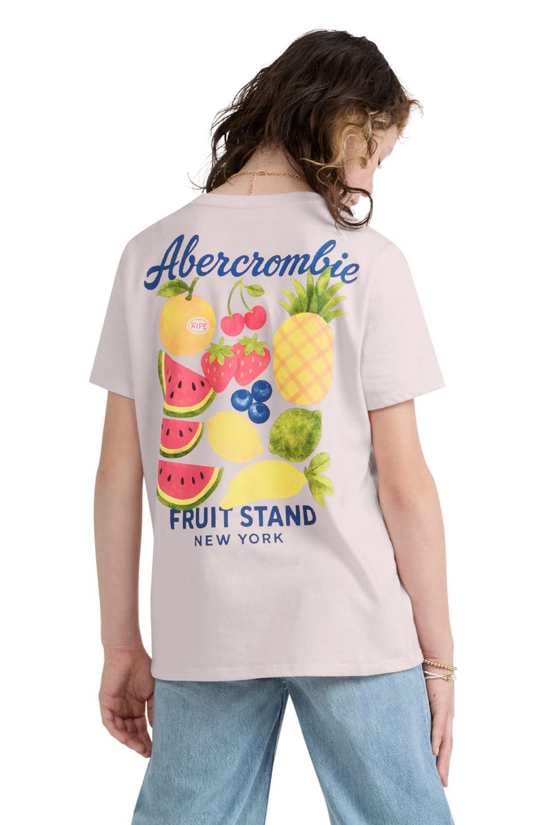 abercrombie kids Kids' Fruit Stand Graphic T-Shirt, Alternate, color, Chalk Pink