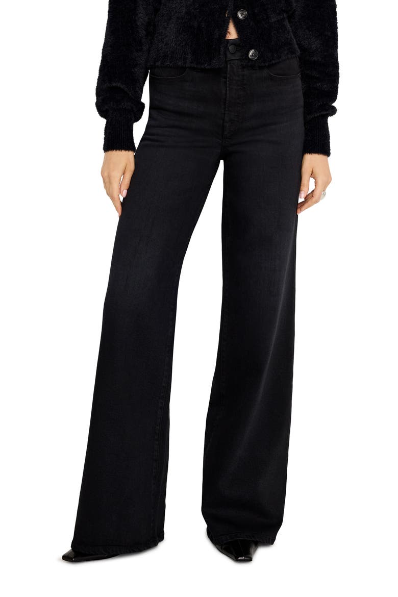SoftTech Good Waist High Waist Palazzo Jeans, Main, color, BLACK344
