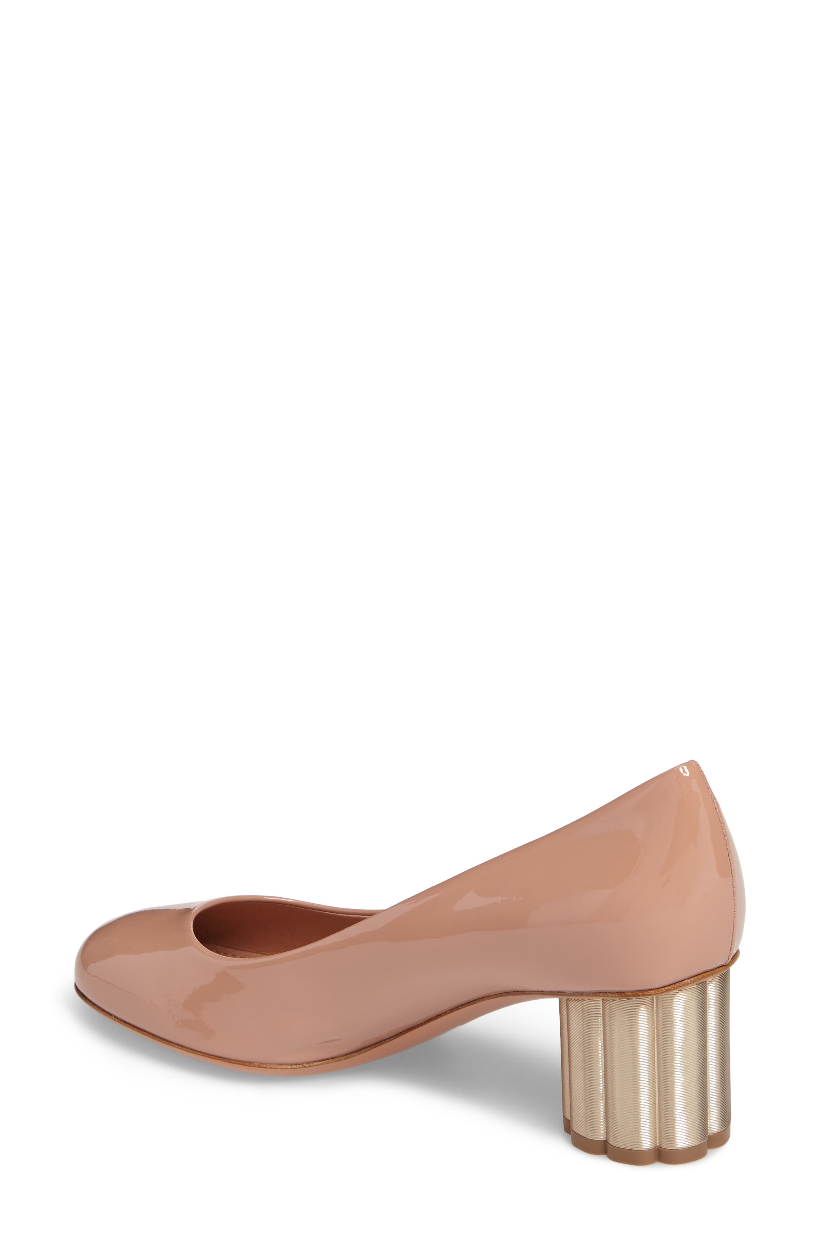 FERRAGAMO Salvatore Ferragamo Lucca Rounded Toe Flower Heel Pump, Alternate, color, 