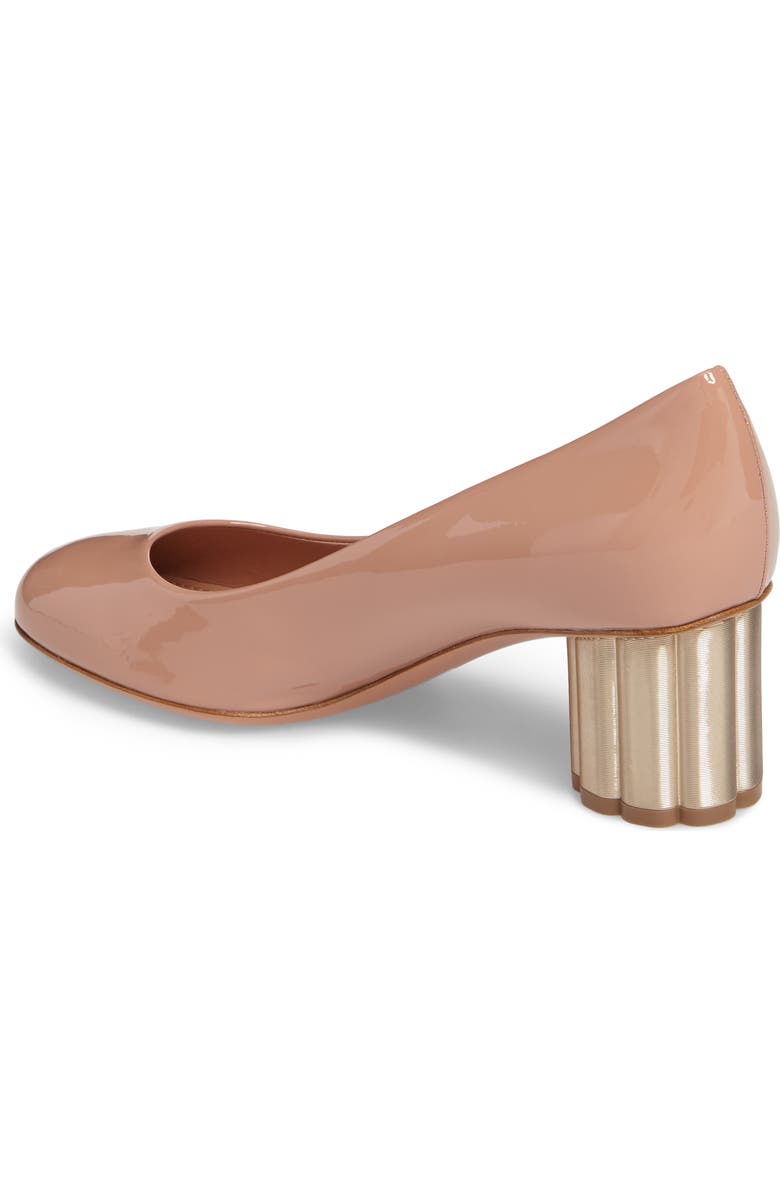 FERRAGAMO Salvatore Ferragamo Lucca Rounded Toe Flower Heel Pump, Alternate, color,