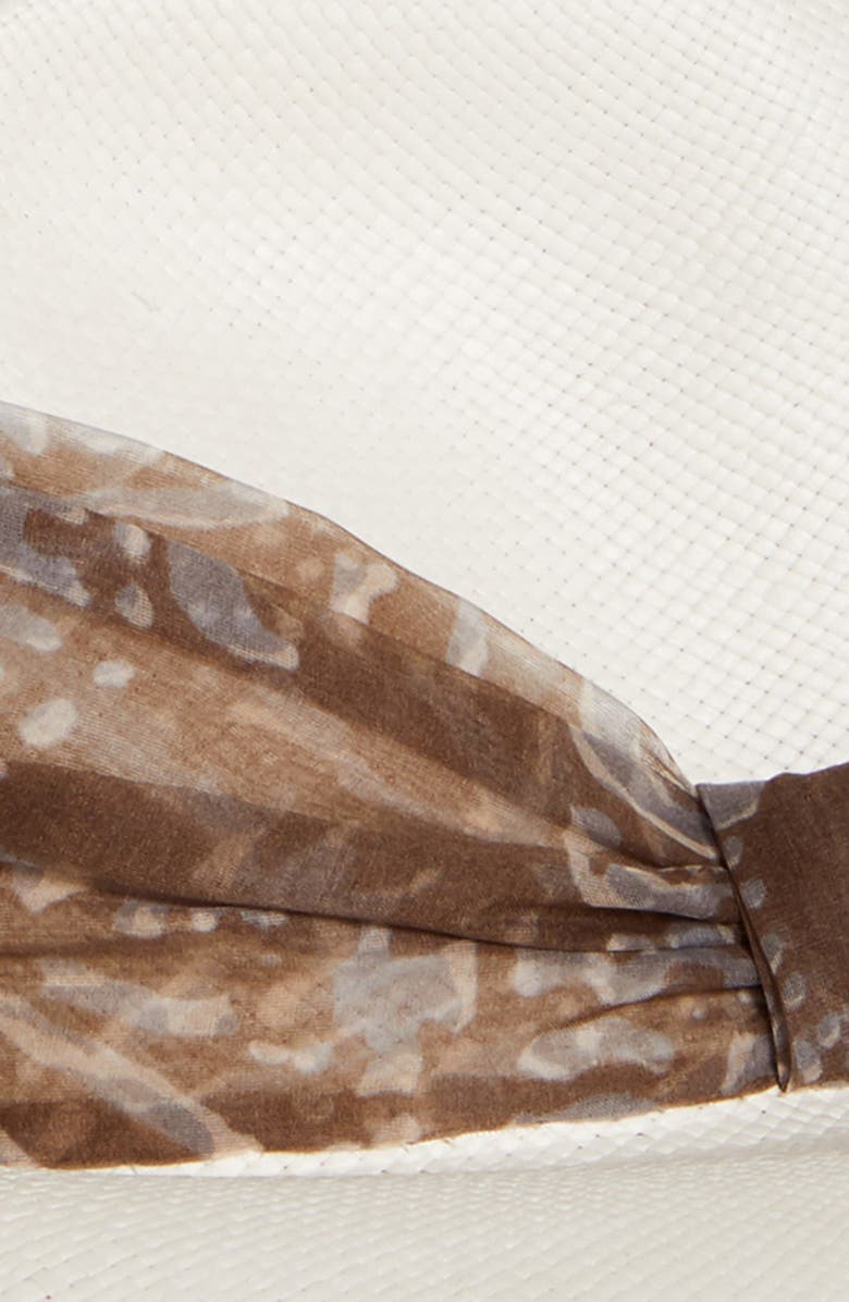 Brunello Cucinelli Straw Fedora with Silk Band, Alternate, color, 