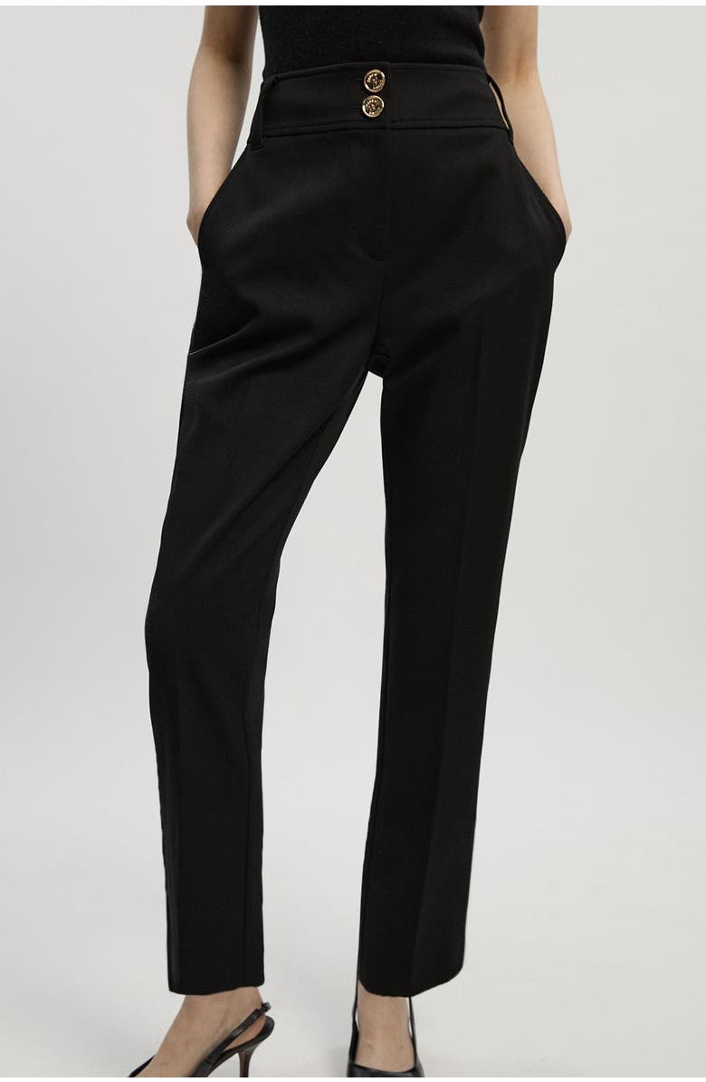 Karen Millen Textured Stretch Straight Leg Trouser, Alternate, color, Black