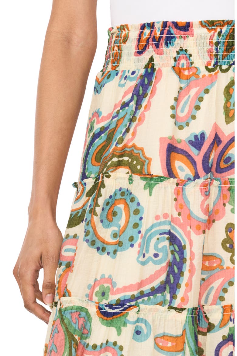 Paisley Tiered Maxi Skirt, Alternate, color, TAFFY PINK