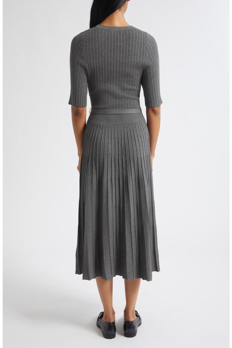 Elthea Belted Pleated Midi Dress, Alternate, color, CHARCOAL HEATHER GREY