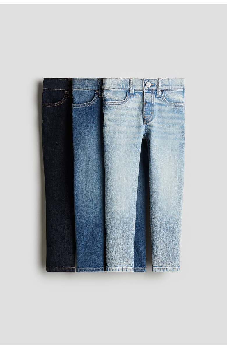 H&M 3-pack Comfort Stretch Slim Fit Jeans, Main, color, Denim Blue/Light Denim Blue