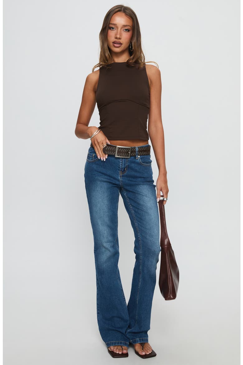 Georgetta Fitted Crop Tank, Alternate, color, BROWN