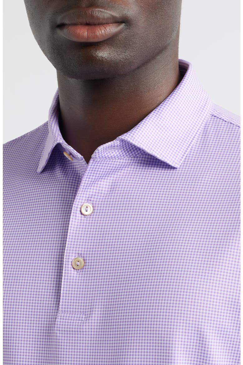 Gingham Check Performance Jersey Polo, Alternate, color, PURPLE IRIS