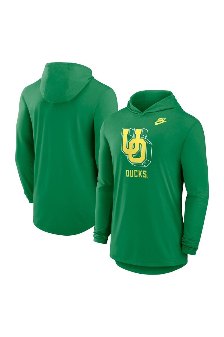 Men's Nike Green Oregon Ducks Legacy Tri-Blend Dri-FIT Long Sleeve Hoodie T-Shirt, Main, color, Green