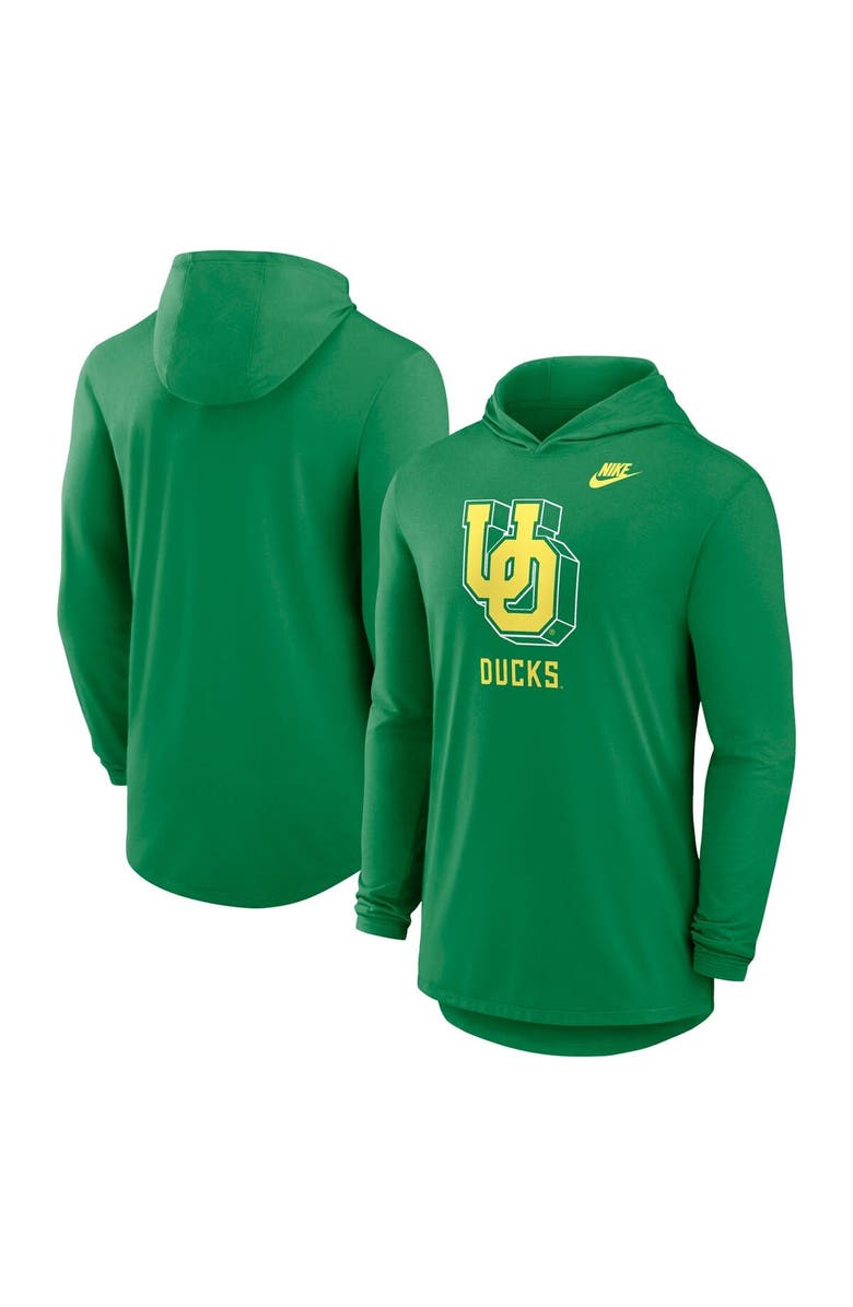 Nike Men
s Nike Green Oregon Ducks Legacy Tri-Blend Dri-FIT Long Sleeve Hoodie T-Shirt, Main, color, Green
