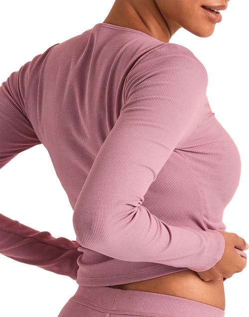 Adore Me Rib Long Sleeve Shirt In Pink