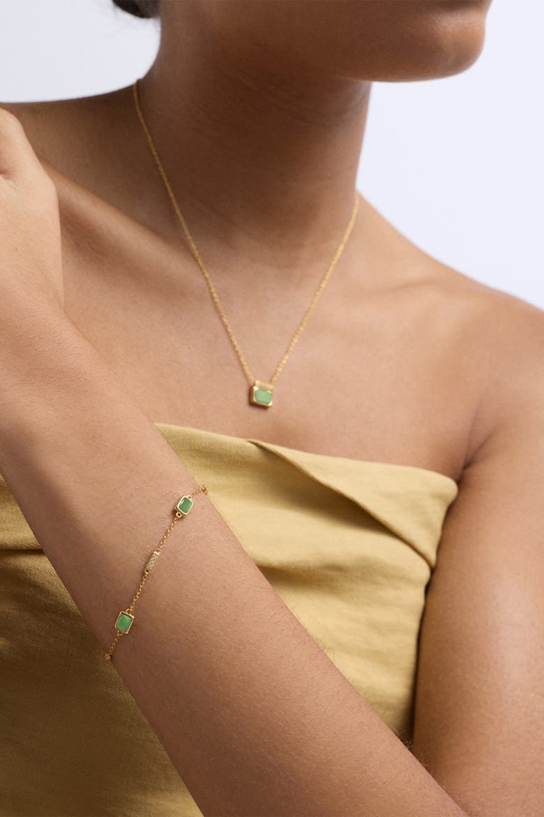 Gold Aurora Ridge Green Chalcedony Necklace, Alternate, color, Gold
