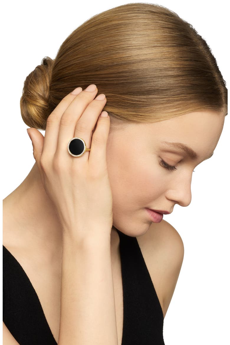 Elements 18K Gold & Pavé Diamond Ring, Alternate, color, BLACK ONYX/ YELLOW GOLD