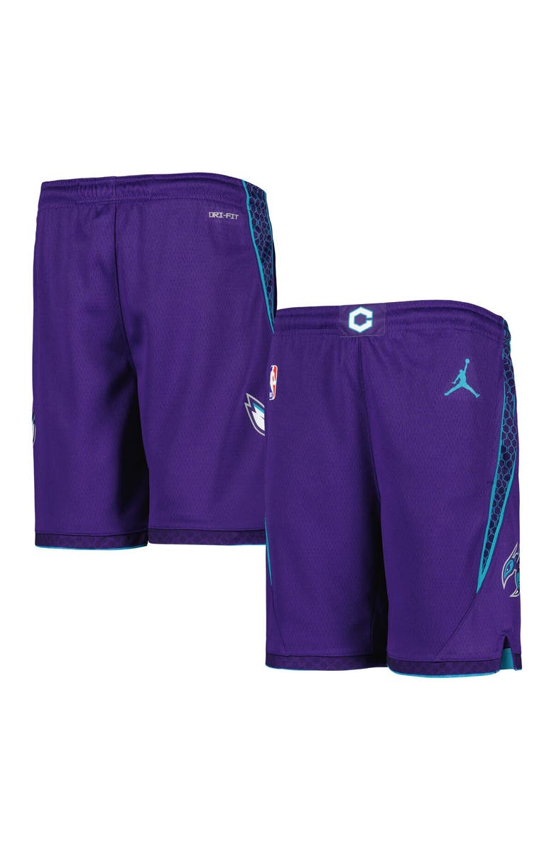 Jordan Brand Youth Jordan Brand Purple Charlotte Hornets Statement Edition Swingman Performance Shorts, Alternate, color,