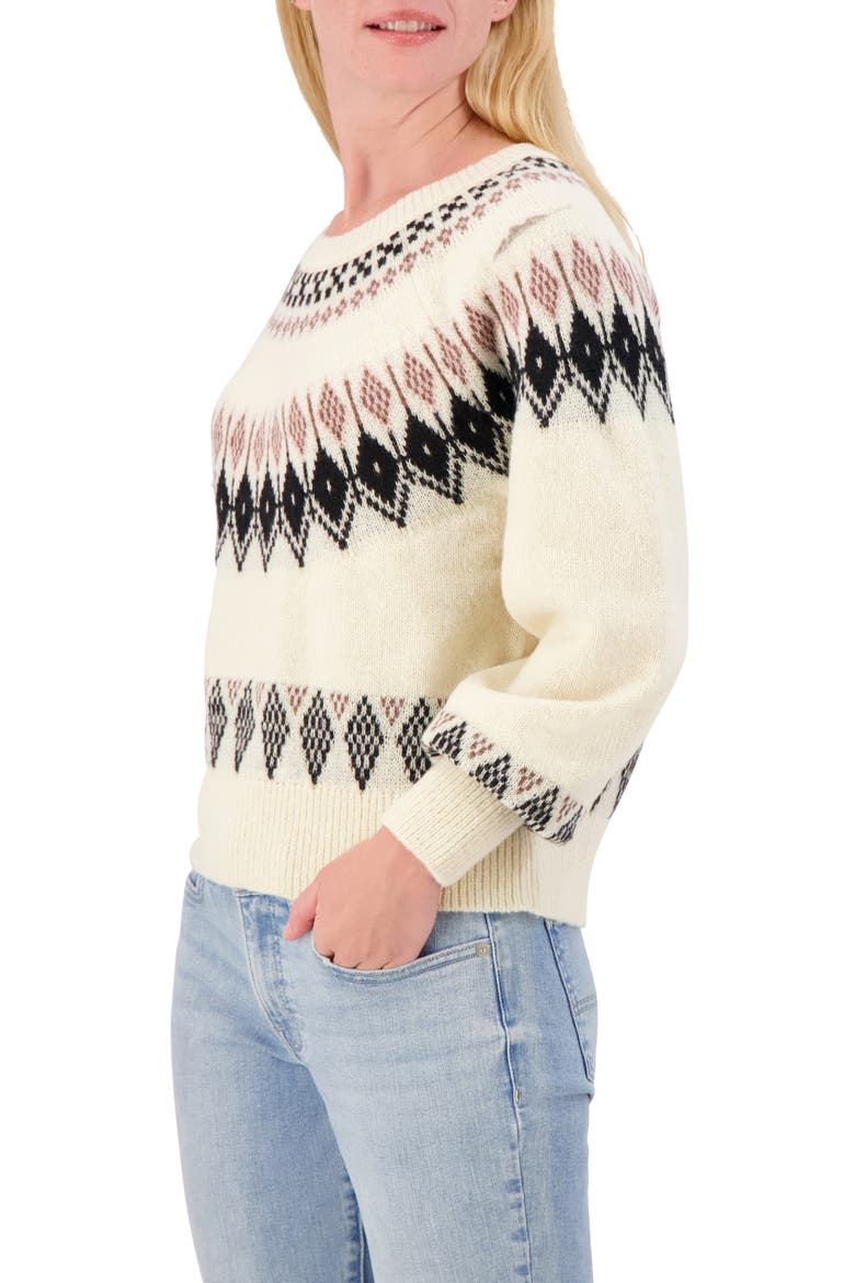 Fair Isle Raglan Crew Sweater, Alternate, color, BIRCH