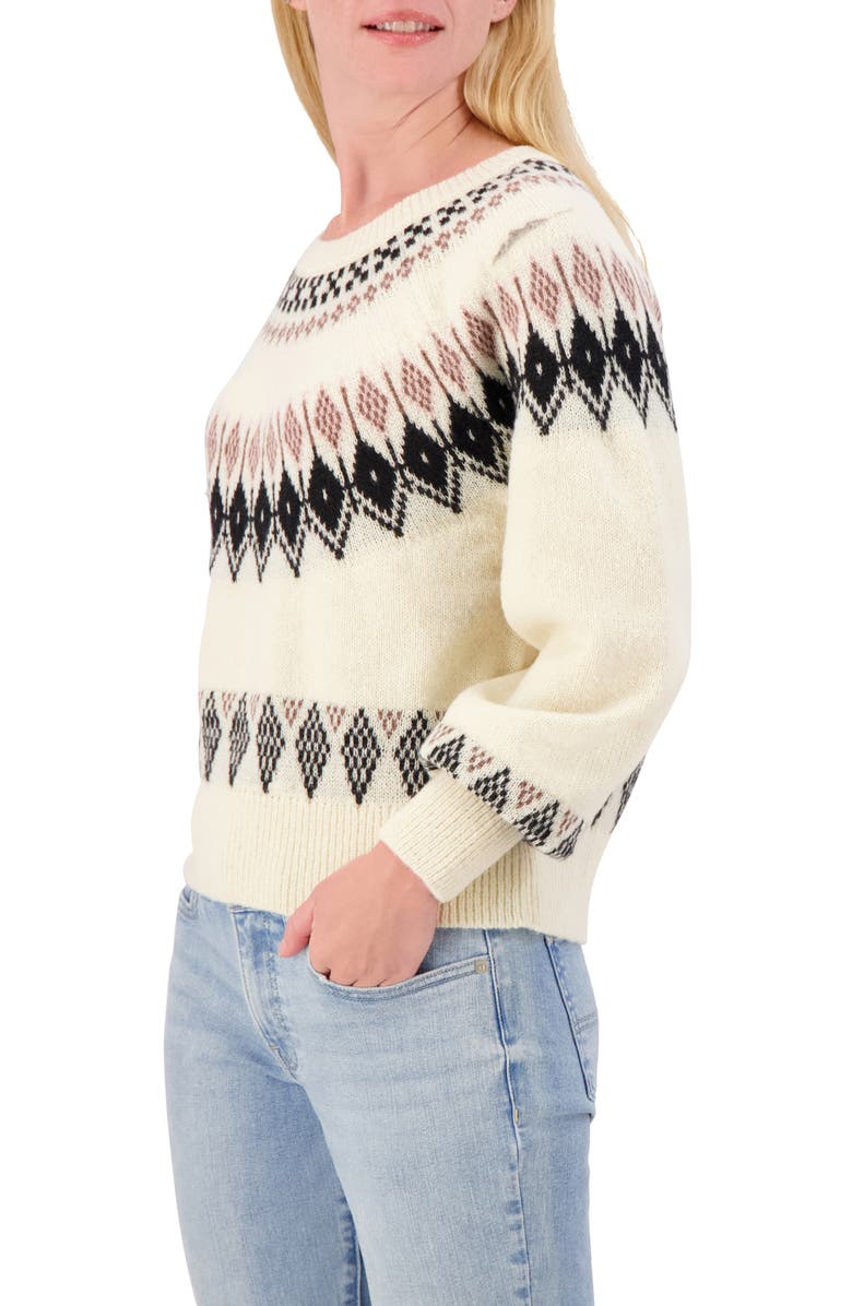 Lucky Brand Fair Isle Raglan Crew Sweater, Alternate, color, Birch