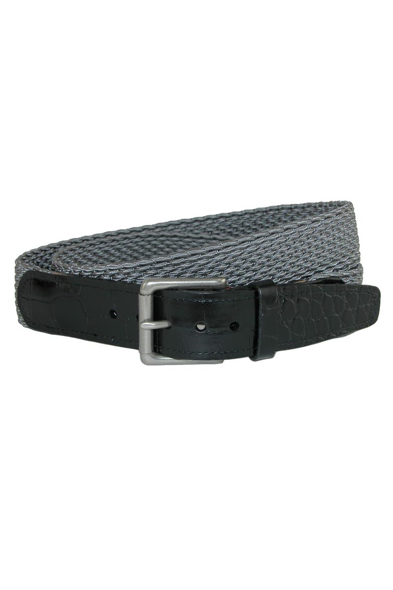 Men's Hampton Stretch Belt with Croc Print Tabs, Main, color, Grey