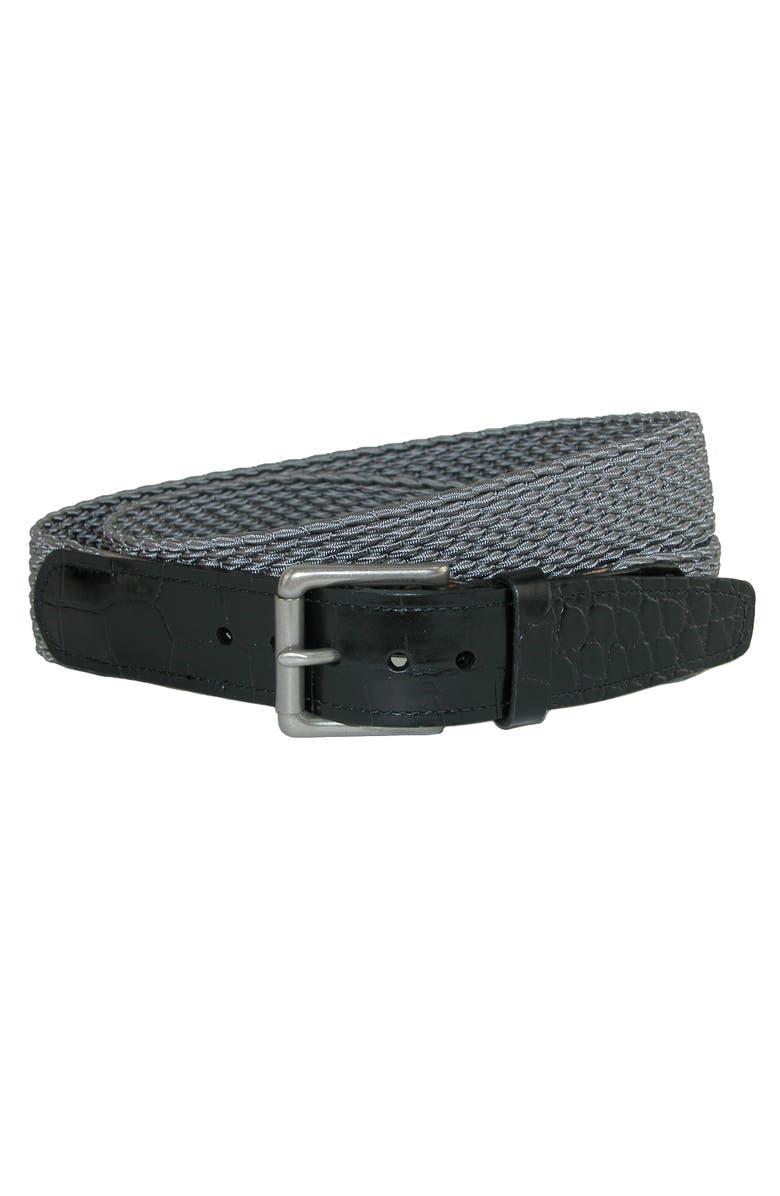 CrookhornDavis Men's Hampton Stretch Belt with Croc Print Tabs, Main, color, Grey