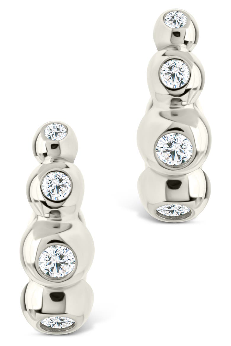 Maison Cubic Zirconia Bubble Micro Hoop Earrings, Alternate, color, SILVER