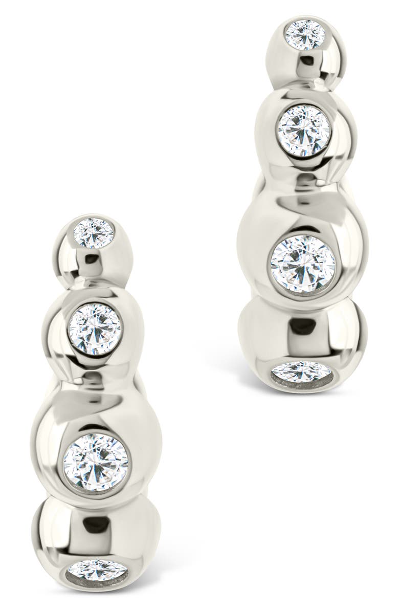 Sterling Forever Maison Cubic Zirconia Bubble Micro Hoop Earrings, Alternate, color, Silver