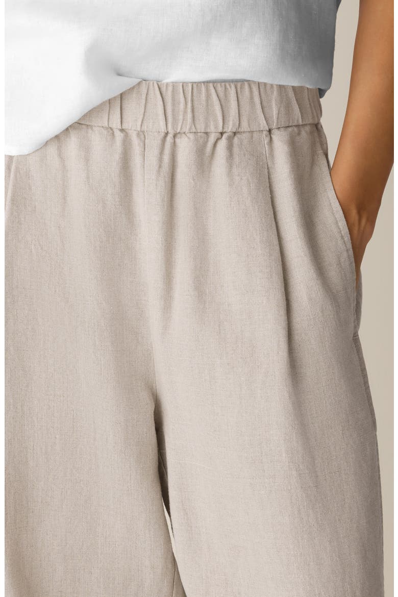 Pleated Organic Linen Lantern Pants, Alternate, color, UNNAT