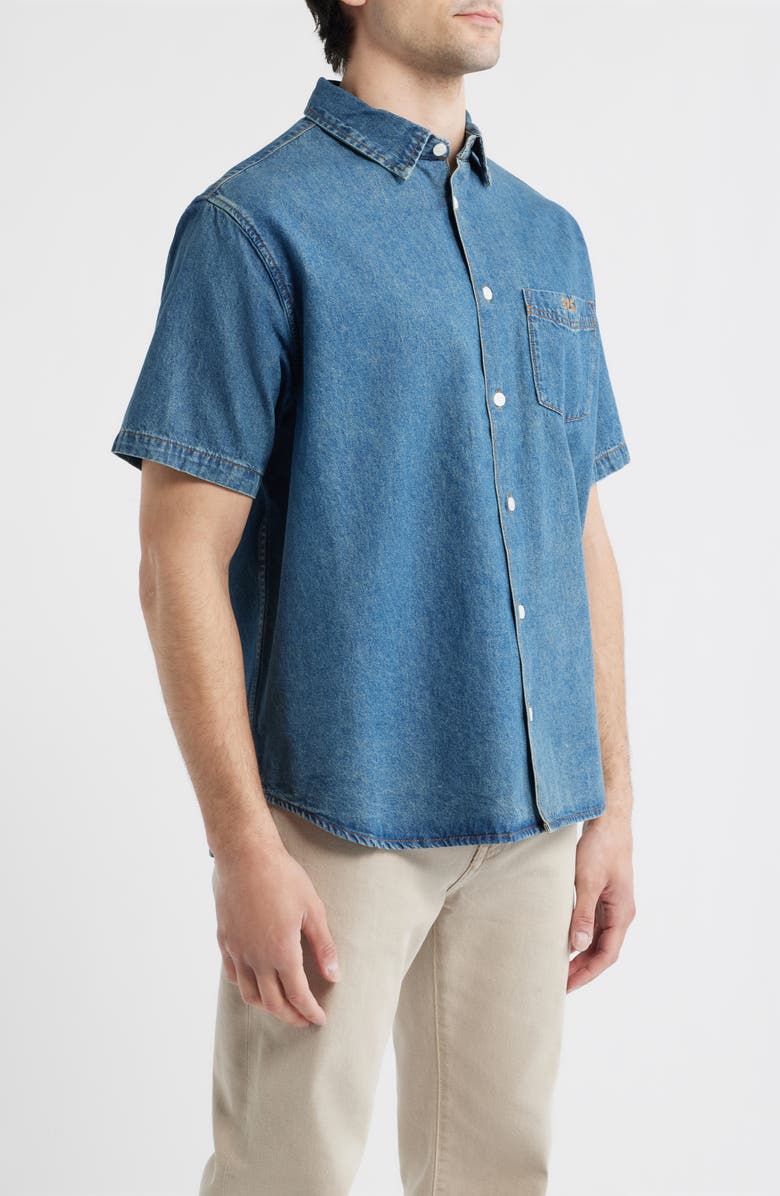 925 Originals Dad's Short Sleeve Denim Button-Up Shirt, Alternate, color, Denim Blue