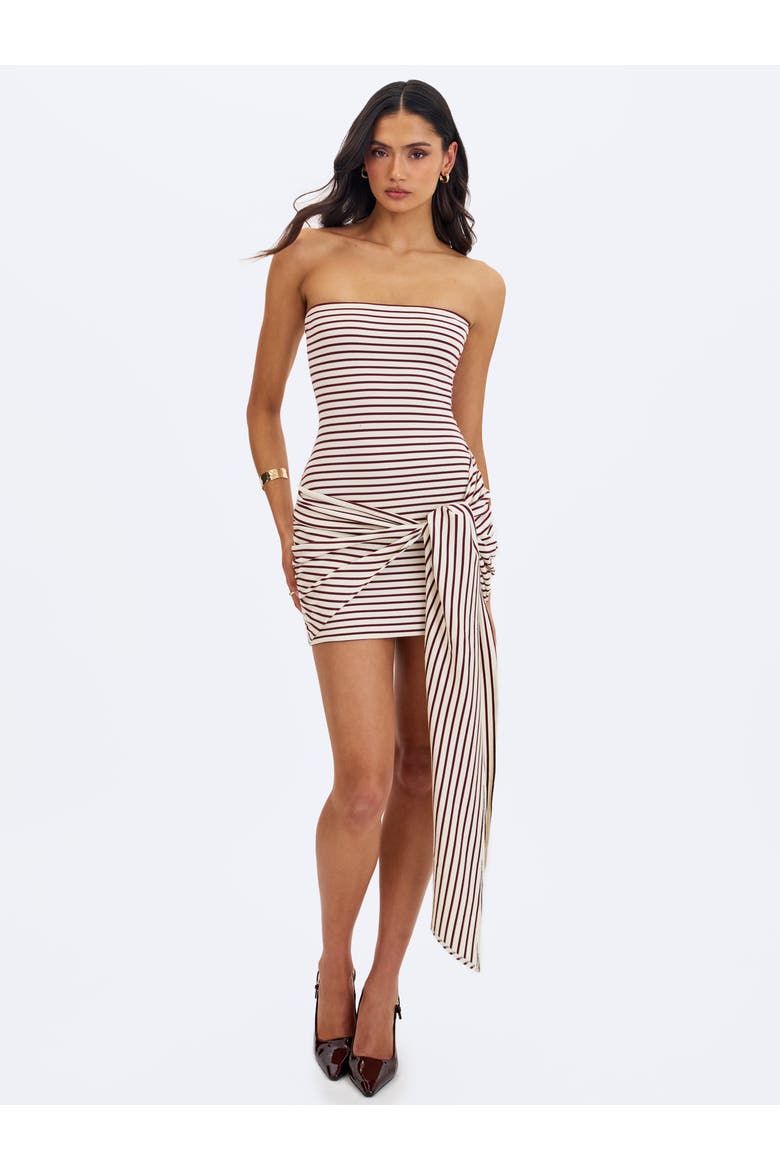 Tommie Lyocell Jersey Tie Strap Mini Dress, Alternate, color, Ivory & Burgundy
