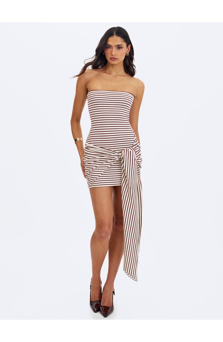 Miss Circle Tommie Lyocell Jersey Tie Strap Mini Dress, Alternate, color, Ivory & Burgundy