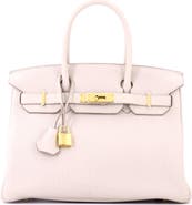 Pre-Owned Hermes Birkin Handbag Light Togo with Gold Hardware 30