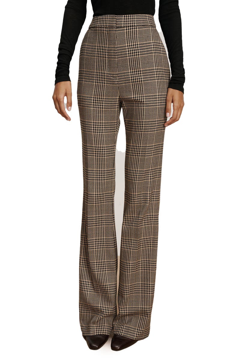 Veronica Beard Gracie Houndstooth Flare Leg Pants, Main, color,