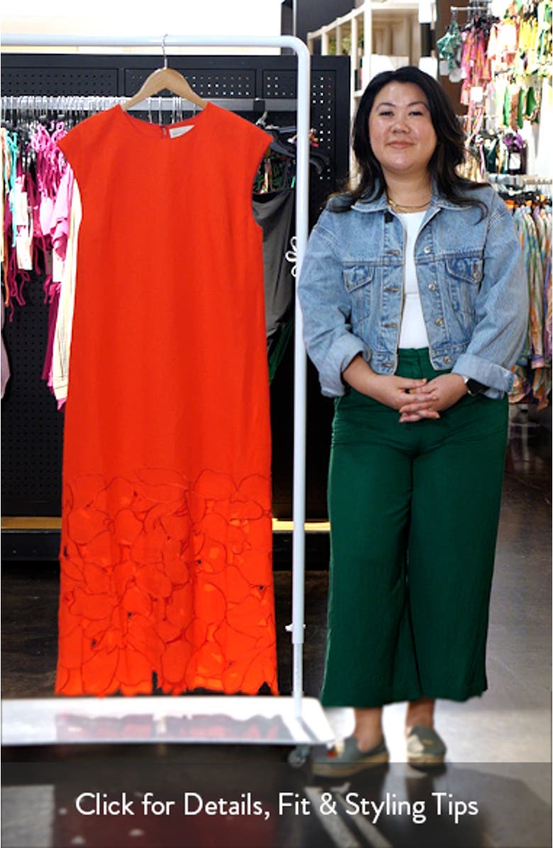 Sabette Embroidered Linen Blend Dress, sales video thumbnail