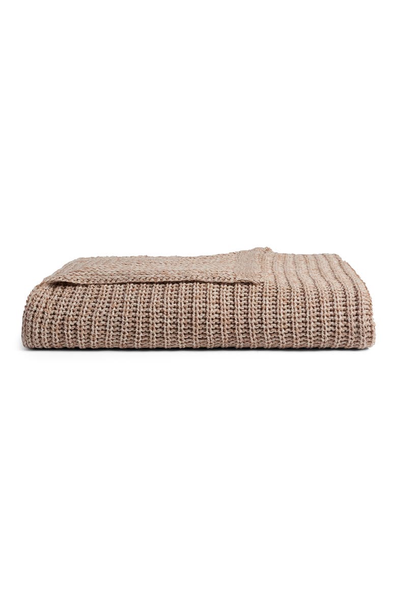 Marled Cotton Throw Blanket, Main, color, ADOBE