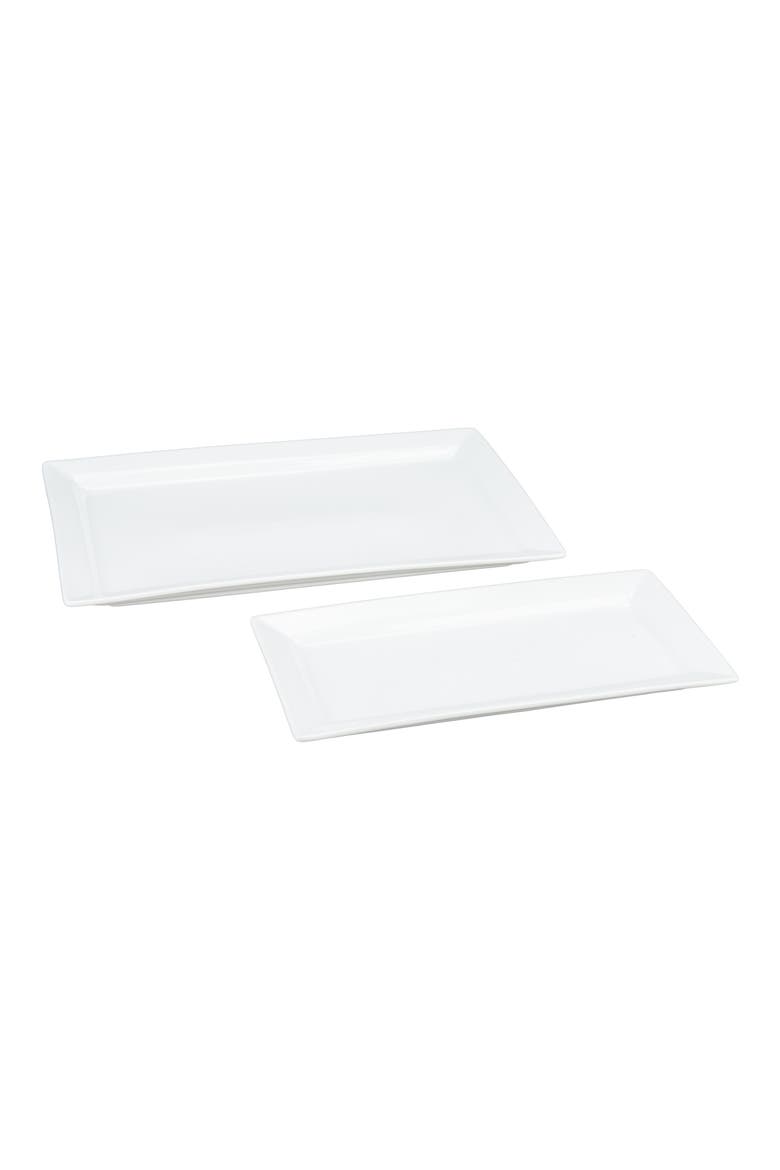 Set of 2 Rectangular Platters, Main, color, WHITE
