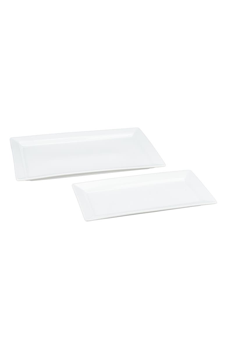 BIA Cordon Bleu Set of 2 Rectangular Platters, Main, color, White