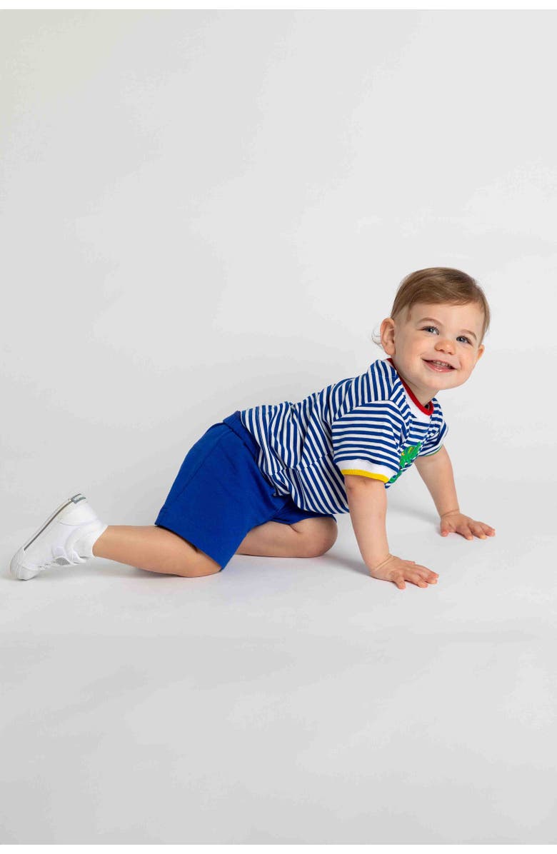 Florence Eiseman Stripe Knit Tshirt With Lizard, Alternate, color, Royal/White