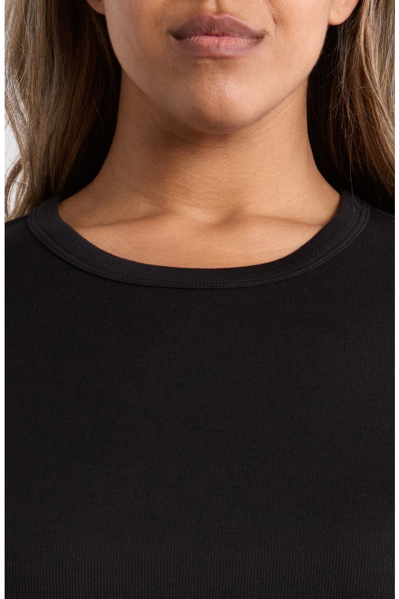 Rib Crewneck Organic Cotton T-Shirt, Alternate, color, BLACK