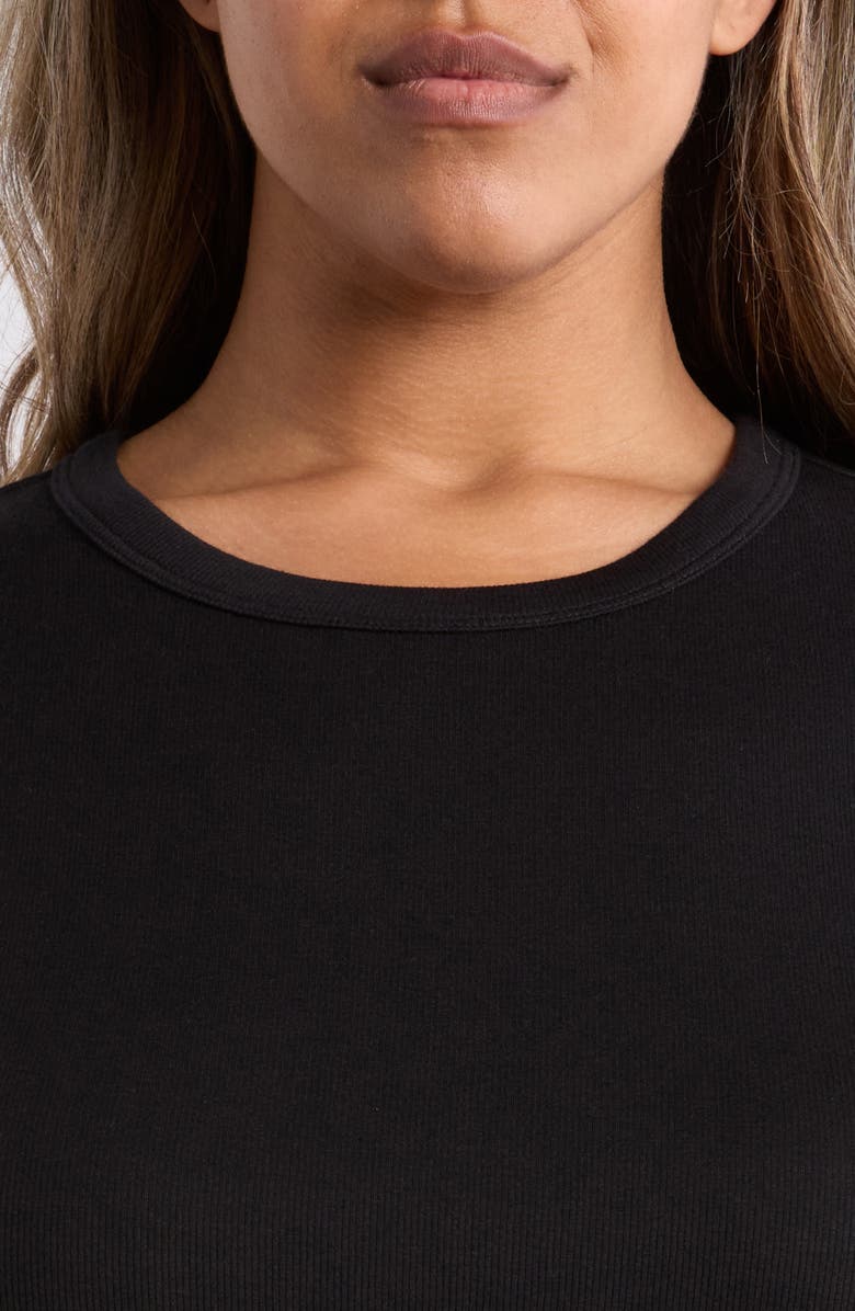 Eileen Fisher Rib Crewneck Organic Cotton T-Shirt, Alternate, color, Black