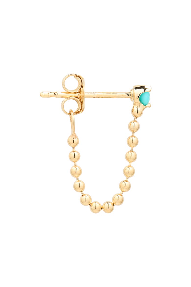14K Gold Turquoise Bead Front/Back Earrings, Alternate, color, 14K YELLOW GOLD / TURQUOISE