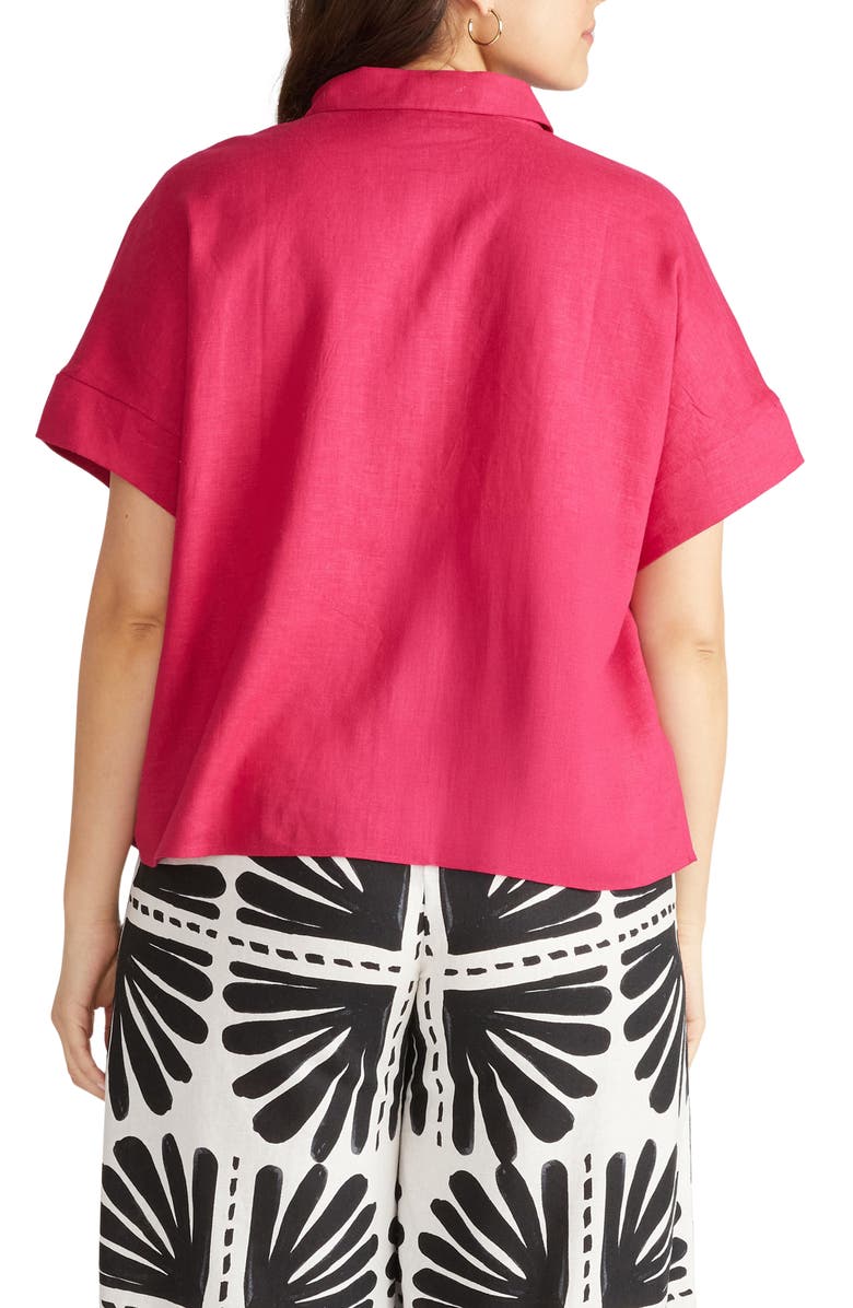 Universal Standard Boxy Linen Blend Shirt, Alternate, color, Cerise