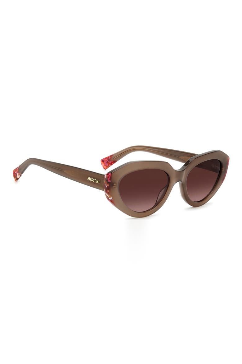 53mm Round Sunglasses, Alternate, color, BEIGE/ BURGUNDY SHADED