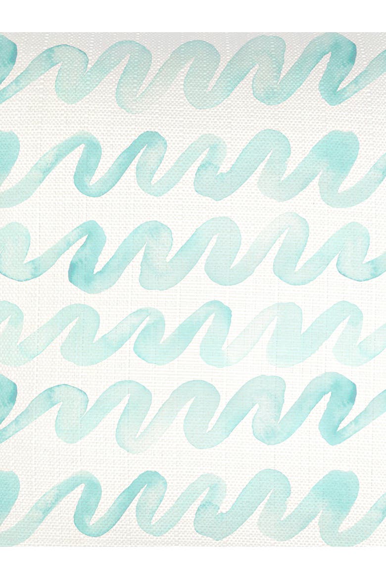 Watercolor Waves Aqua Linen Euro Pillow 26x26 with Down Insert, Alternate, color, Aqua