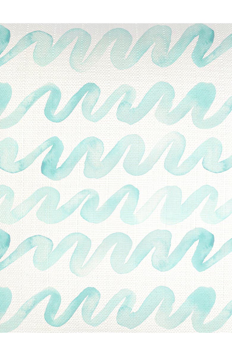 Anaya Watercolor Waves Aqua Linen Euro Pillow 26x26 with Down Insert, Alternate, color, Aqua