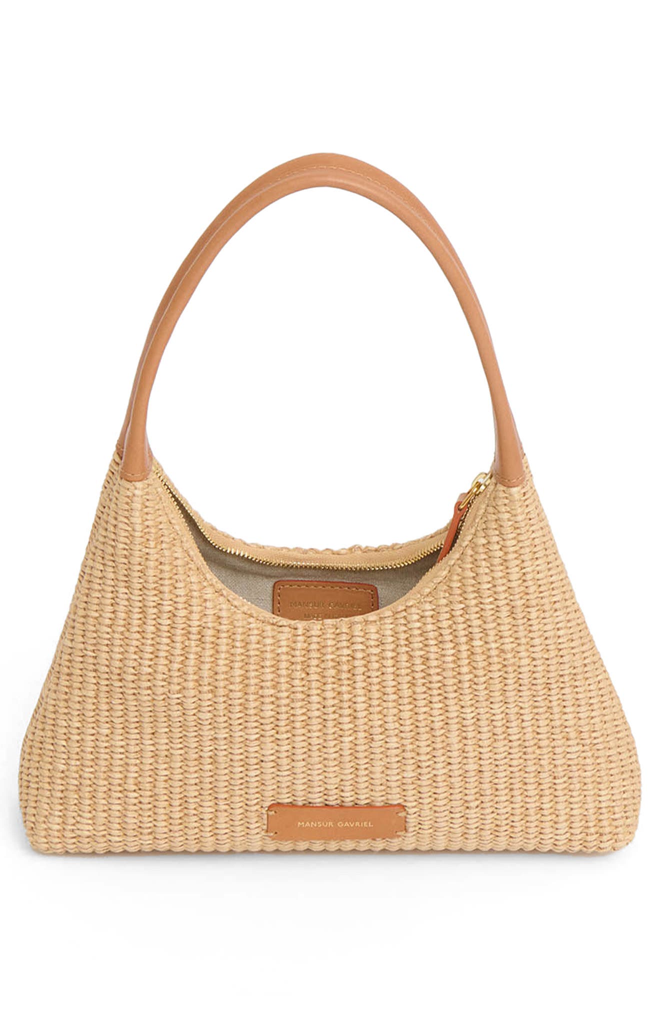 Mansur Gavriel Mini Candy Woven Raffia Hobo Bag, Alternate, color, Natural