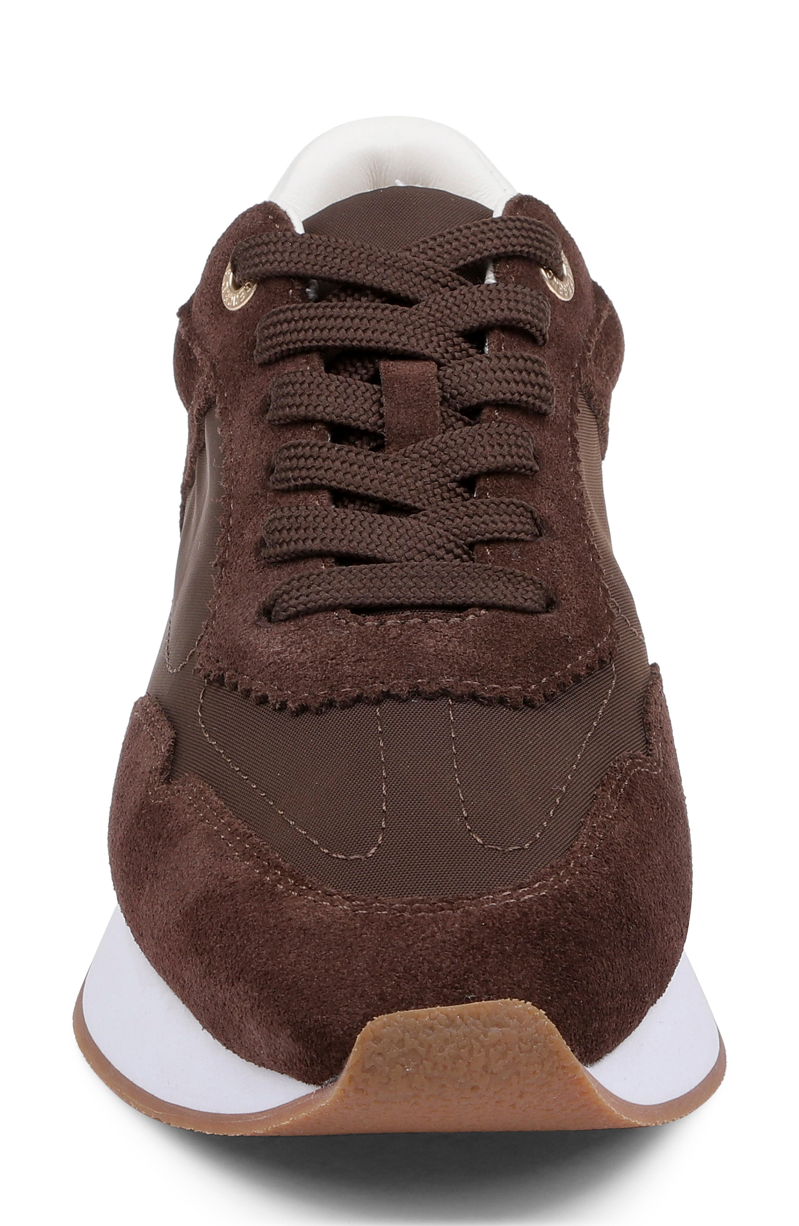 Deepa Mixed Media Running Sneaker, Alternate, color, CHOCOLATE