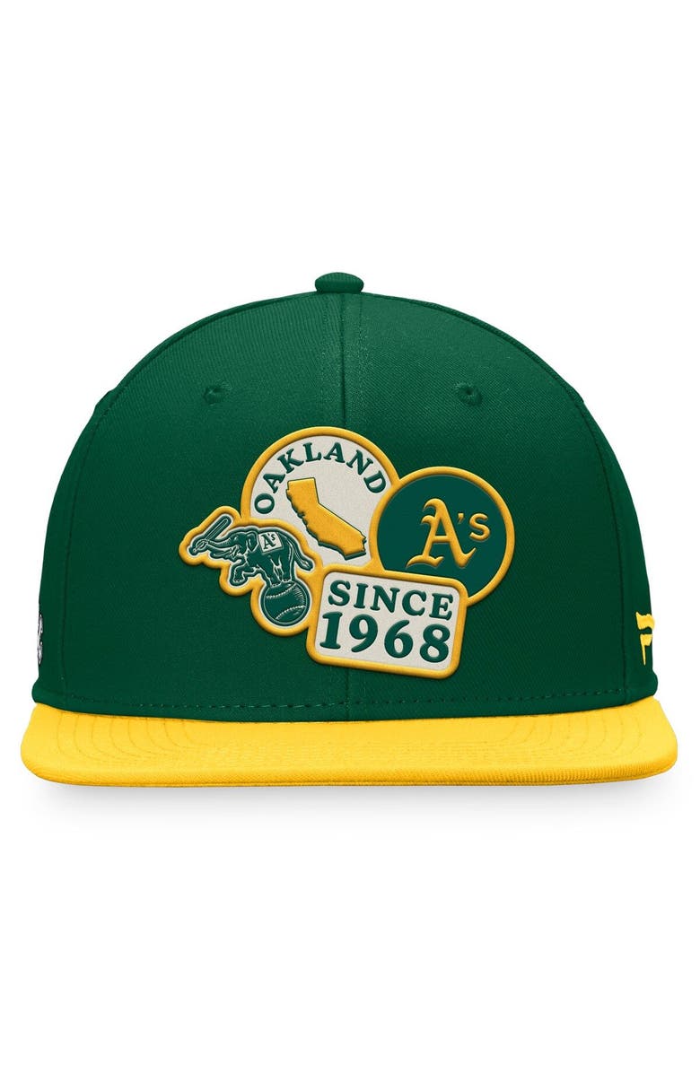 FANATICS Men's Fanatics Branded Green Oakland Athletics Heritage Patch Fitted Hat, Alternate, color,