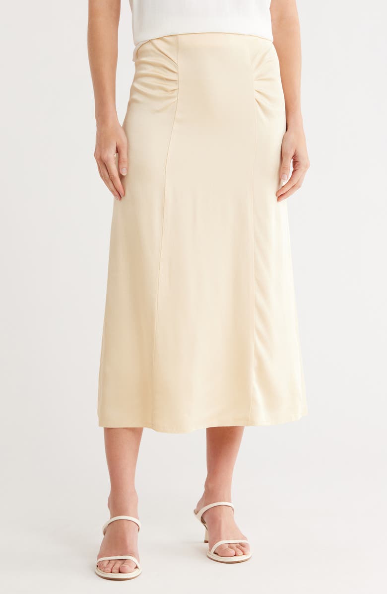 BOSS Vaniki Satin Midi Skirt, Main, color, Open Beige
