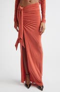 Balmain Side Drape Ruched Jersey Skirt