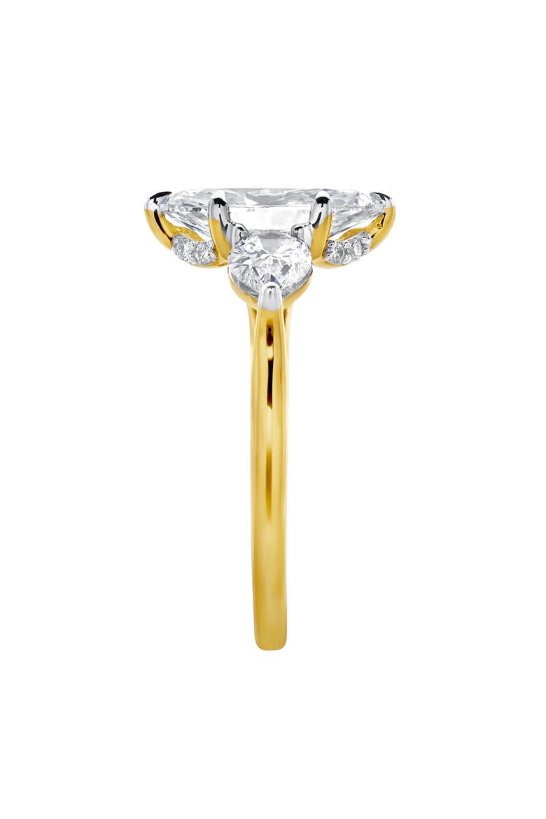Fallon 3CT Marquise & Pear Three Stone Lab Diamond Ring 14K Gold, Alternate, color, 14K Yellow Gold
