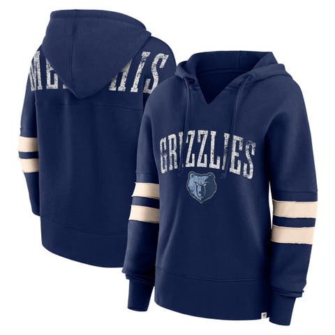 Women's Fanatics Branded Navy Memphis Grizzlies Bold Move Dolman V-Neck Pullover Hoodie