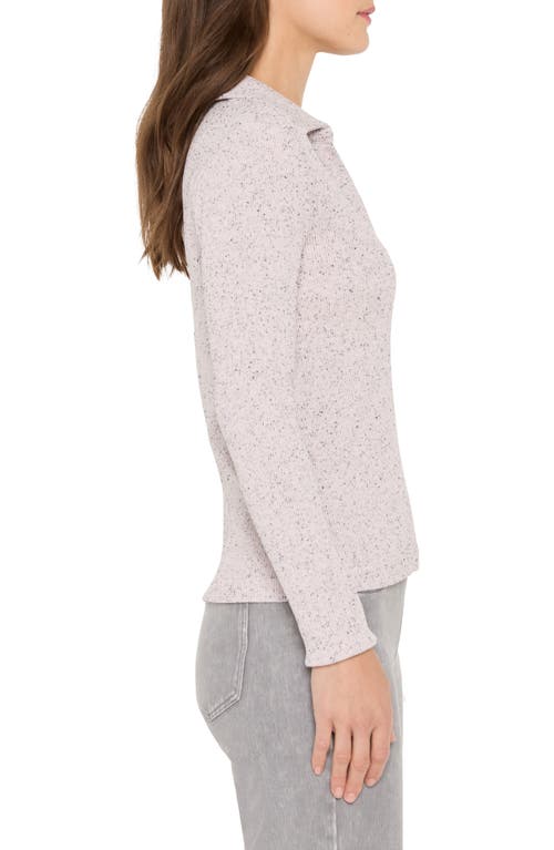 Nzt By Nic+zoe Rib Long Sleeve Polo Top In Gray