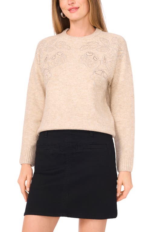 Vince Camuto Bead Detail Crewneck Sweater In Brown